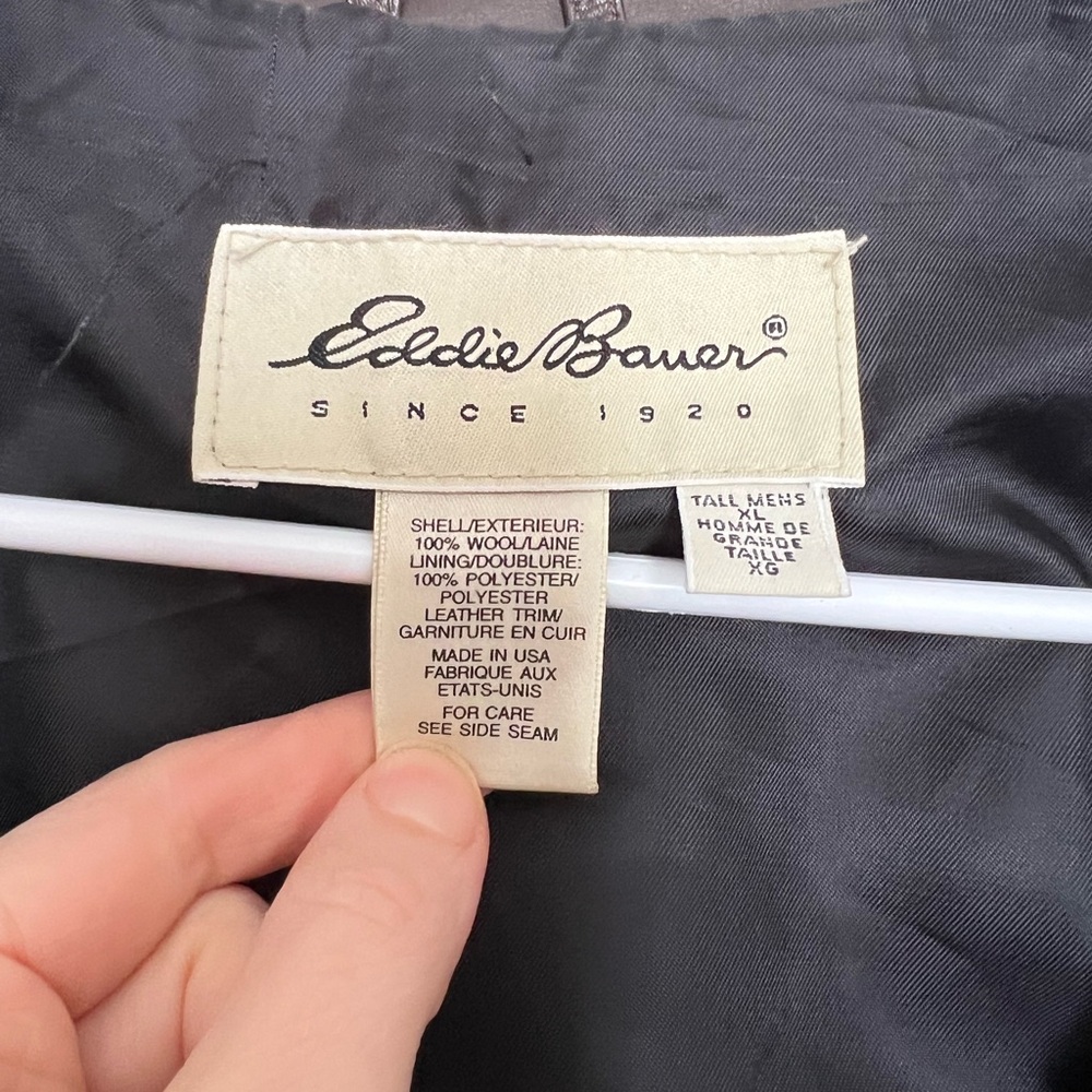 Vintage Eddie Bauer Charcoal and Brown Plaid Trench Coat - Picture 2 of 6